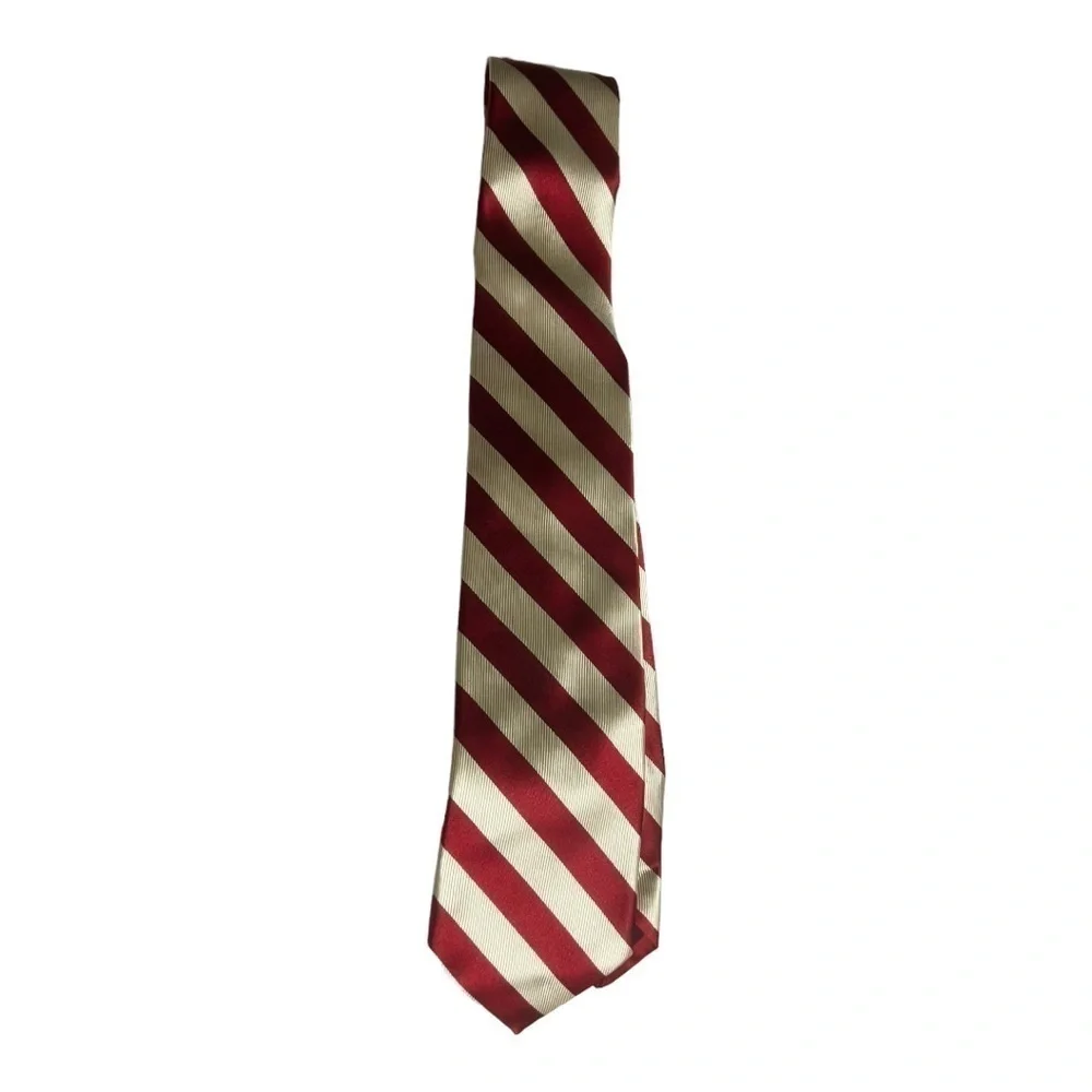Collard‎ Greens Red & White Striped Tie 100% Silk